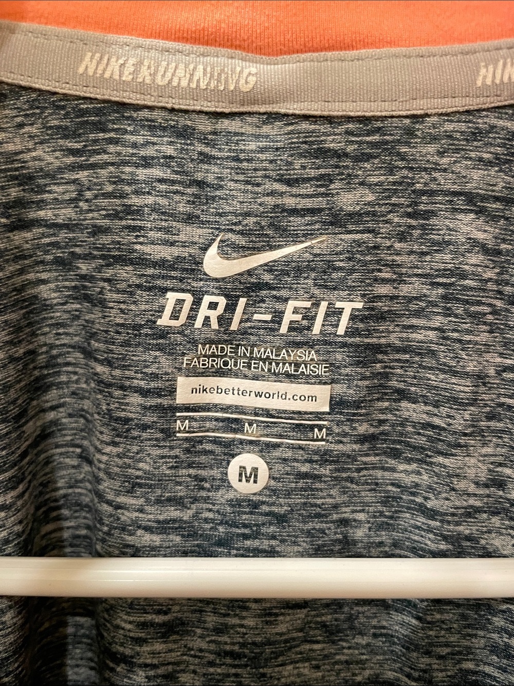 Nike Dri-FIT Heathered Blue Short-Sleeve Women's Tee with Coral Trim